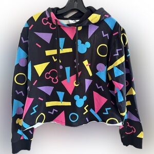 Cute 80s style vaporwave Disney Parks crop hoodie NWT